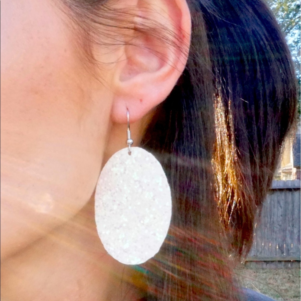 Iridescent Faux Lather Earrings
